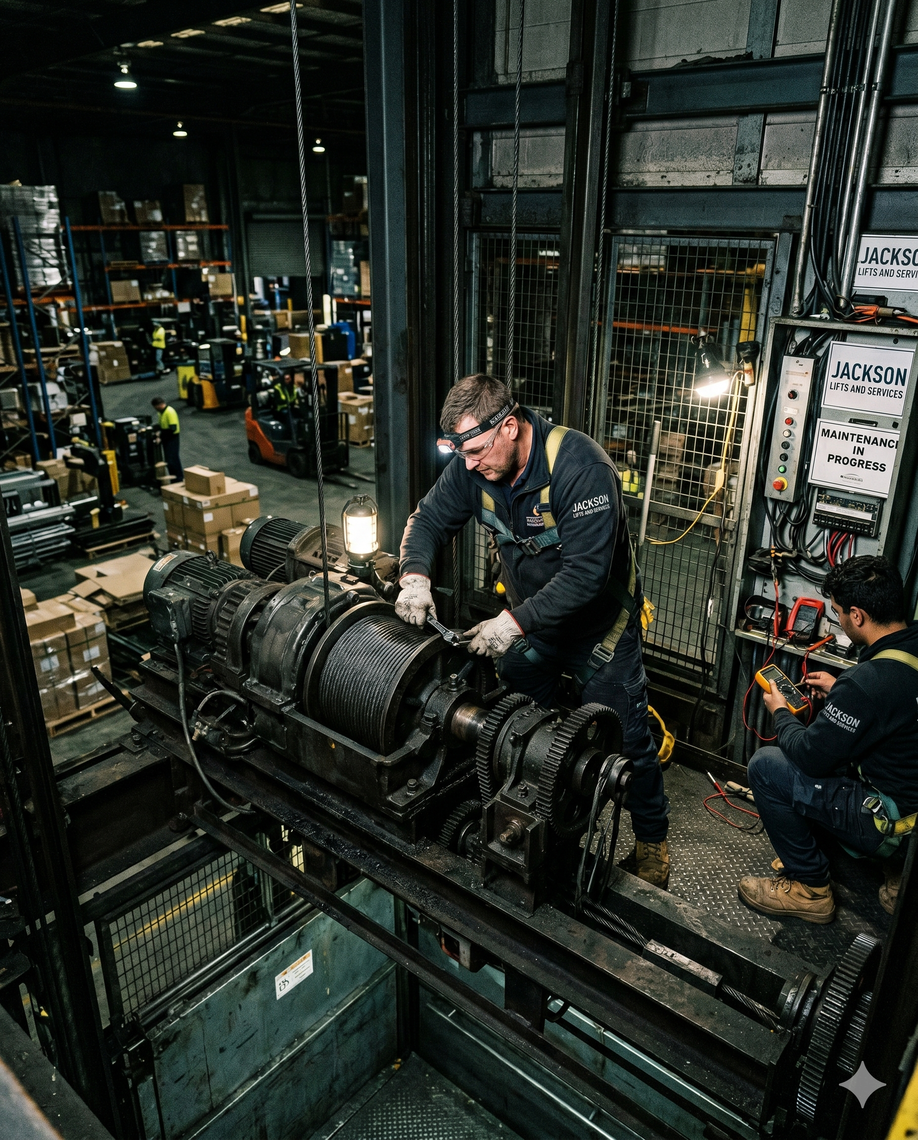 Industrial goods lift maintenance